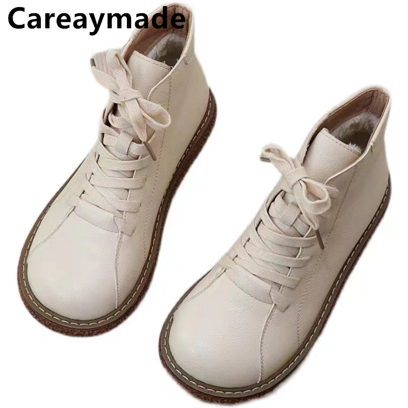 Guipure Lace Panel - Careaymade-ヴィンテージレースアップブーツの女性のショートブーツ煙突ブーツ女性のビッグヘッドベビーシューズマフィンブーツ女性の靴