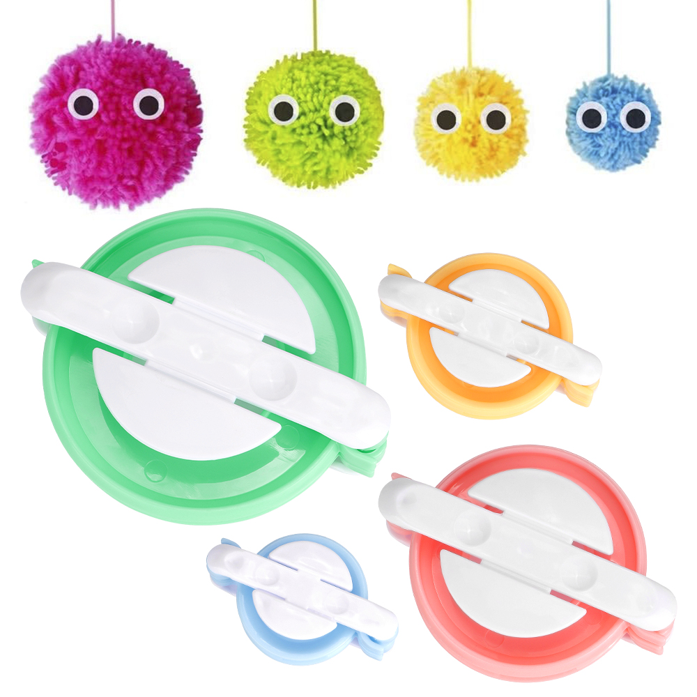 Pom Pom Maker Tool - DIYでポンポンを作るための編み物ツール、ふわふわのボールを作るためのプラスチック製クラフトツール。編み物やクロシェ編みのプロジェクトに最適。