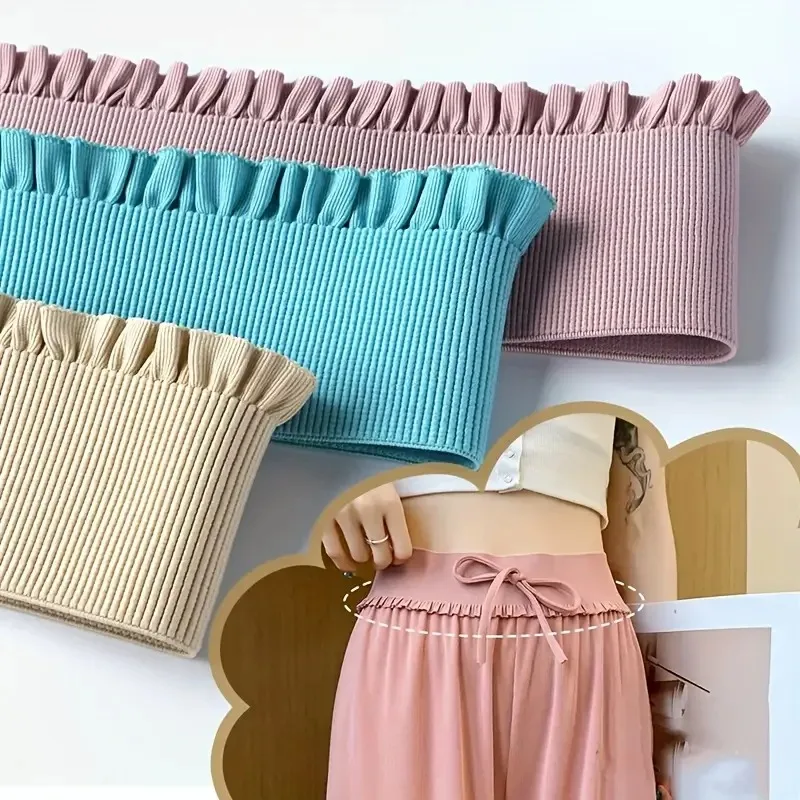 Lace Ribbon Trim - 1メートルのレース生地、伸縮性のある幅広トリムレースリボン、スカートの裾の縫製や衣類の製作に使用する装飾用レースゴムバンド