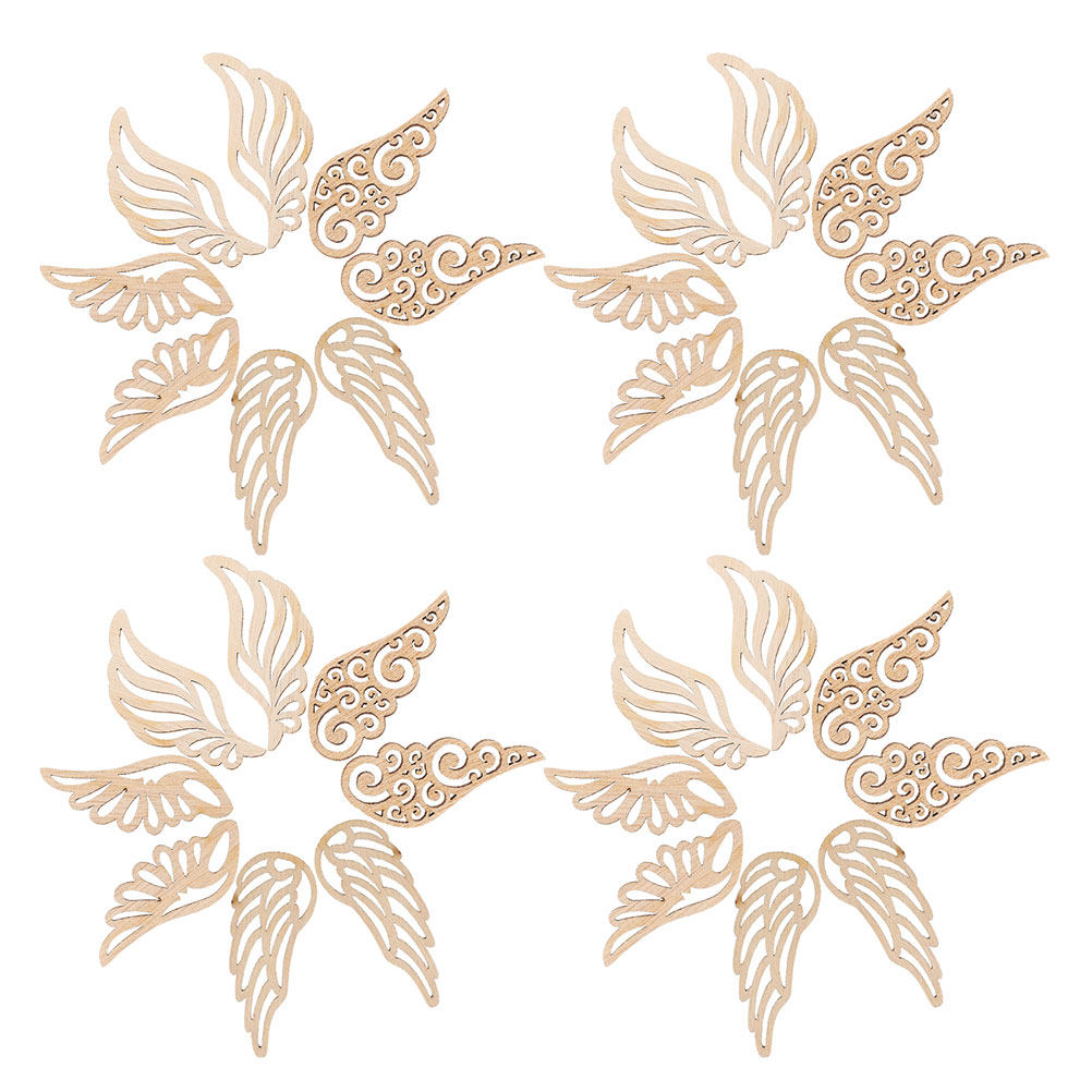 Christmas Craft Embellishment - 80個入り 木製天使の羽飾り、ヨーロピアンスタイルのヴィンテージ風、素朴な魅力、クリスマスデコレーションや子供向けのDIYクラフトに使えるアクセサリー。