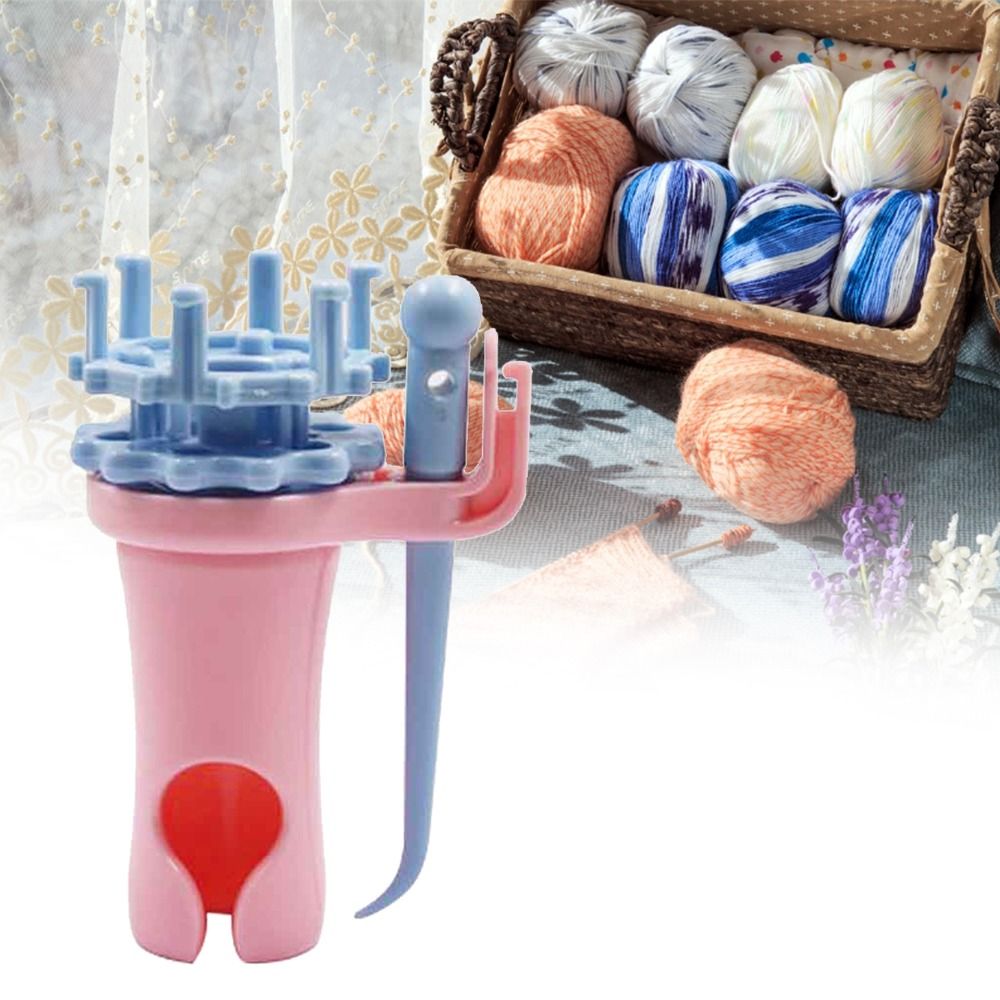 Pom Pom Maker Tool - DIY クラフトダブルヘッド手動スプールニッター織りツール糸ウールニッター編みスプールニッターニットスプール織機セット