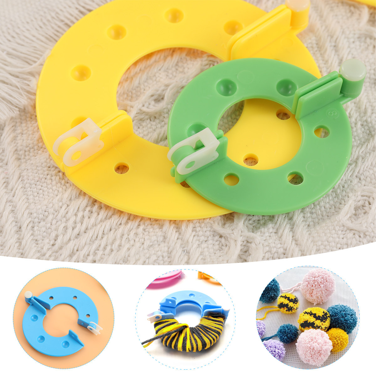 Pom Pom Maker Tool - 8個入り ポンポン作成キット 4サイズ展開 硬質ABS樹脂製 DIYクラフトツール 針仕事やポンポンボール作りに最適。手軽で楽しいギフトに。