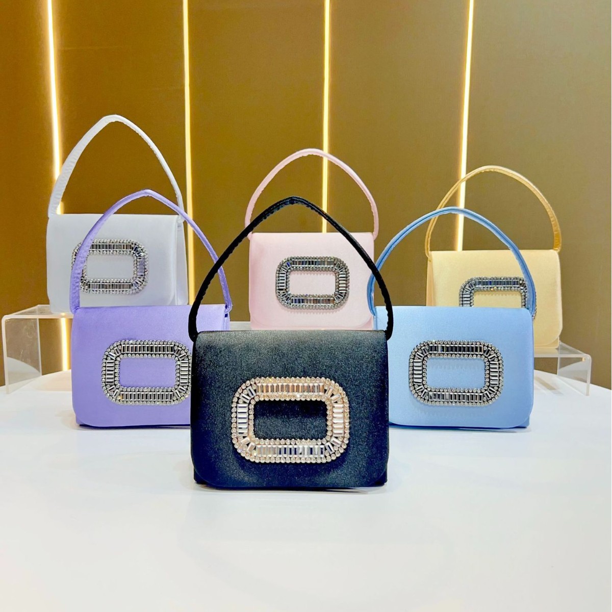 高級ミニスクエアハンドバッグレディースダイヤモンドスタッズイ - Tassel Fringe Trim のレビューと価格