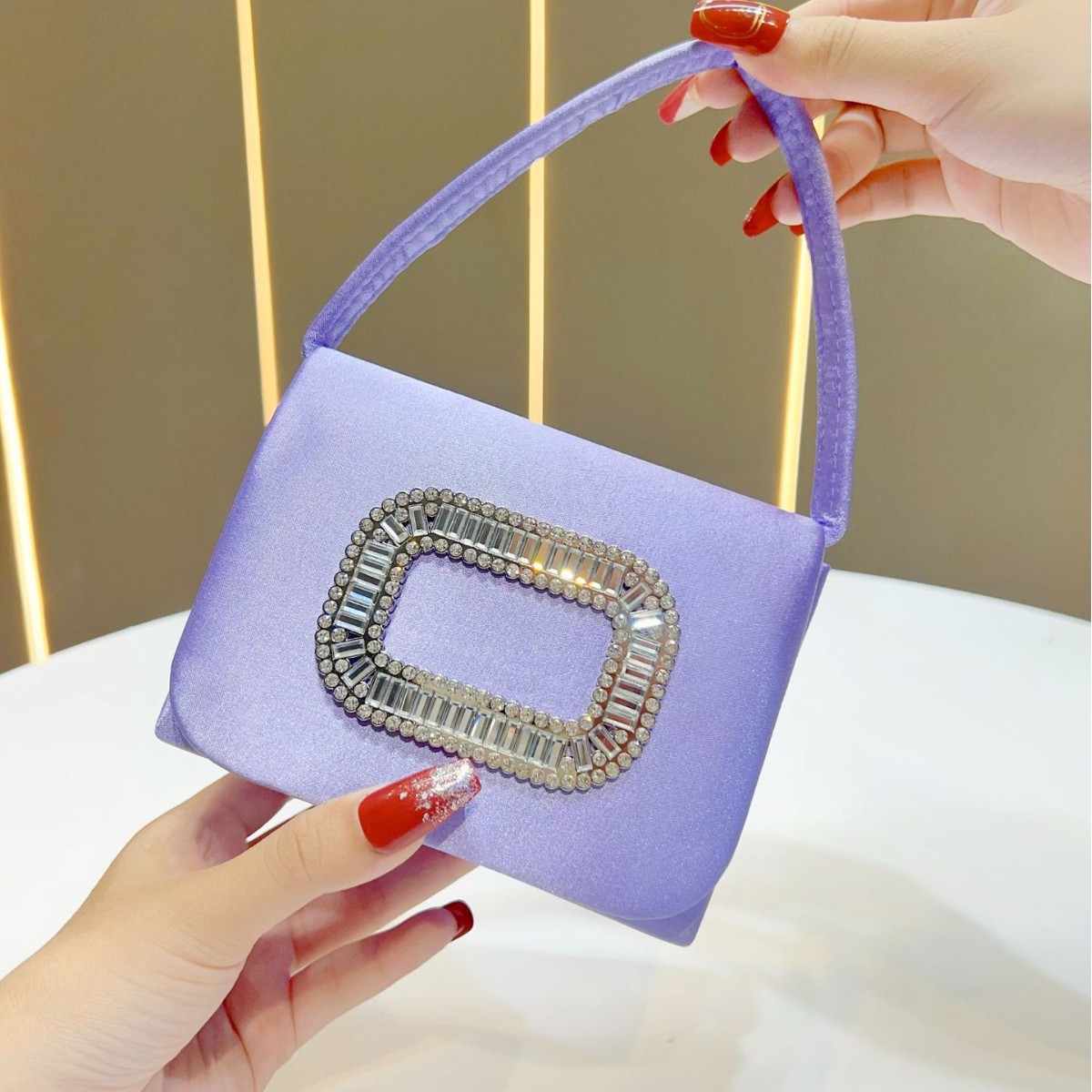 高級ミニスクエアハンドバッグレディースダイヤモンドスタッズイ - Tassel Fringe Trim のレビューと価格