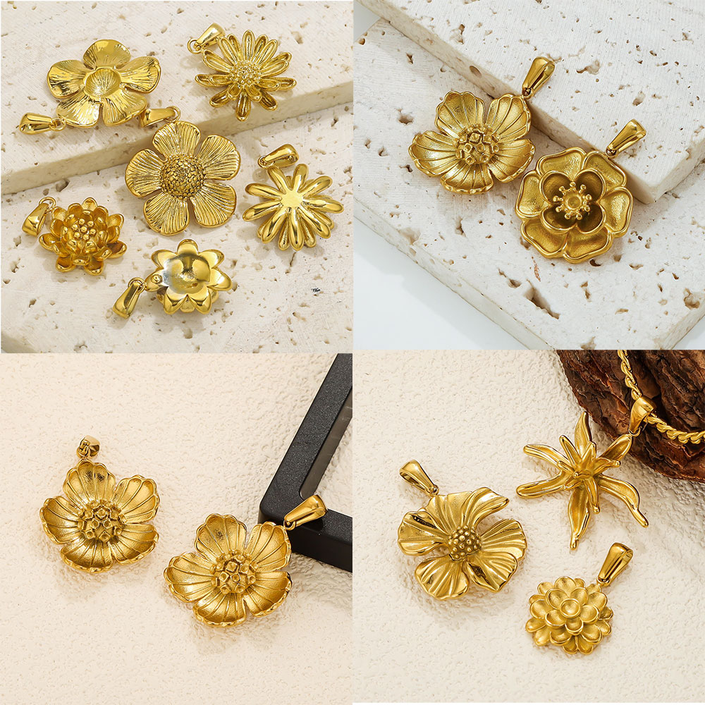 2 個ロットステンレス鋼チャームペンダント自由奔放に生きる花 - Embellishment Crafts のレビューと価格