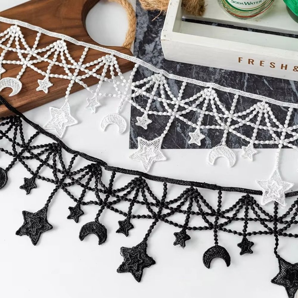 黒白レーストリムリボン 幅10CM 星月デザイン装飾トリム  - Lace Ribbon Trim のレビューと価格