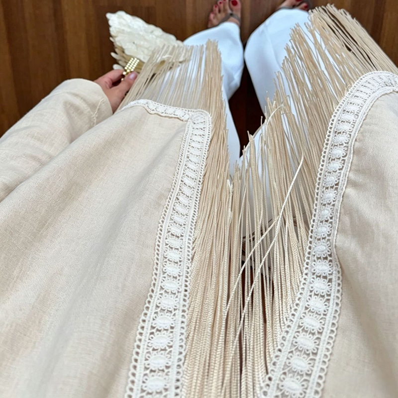 秋のボヘミアン風アウター、原宿風、フリンジとタッセルがあしら - Tassel Fringe Trim のレビューと価格
