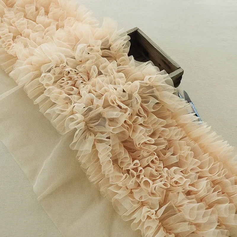 3Dフォールドメッシュチュールレース生地、ワイドプリーツフリ - Guipure Lace Panel のレビューと価格