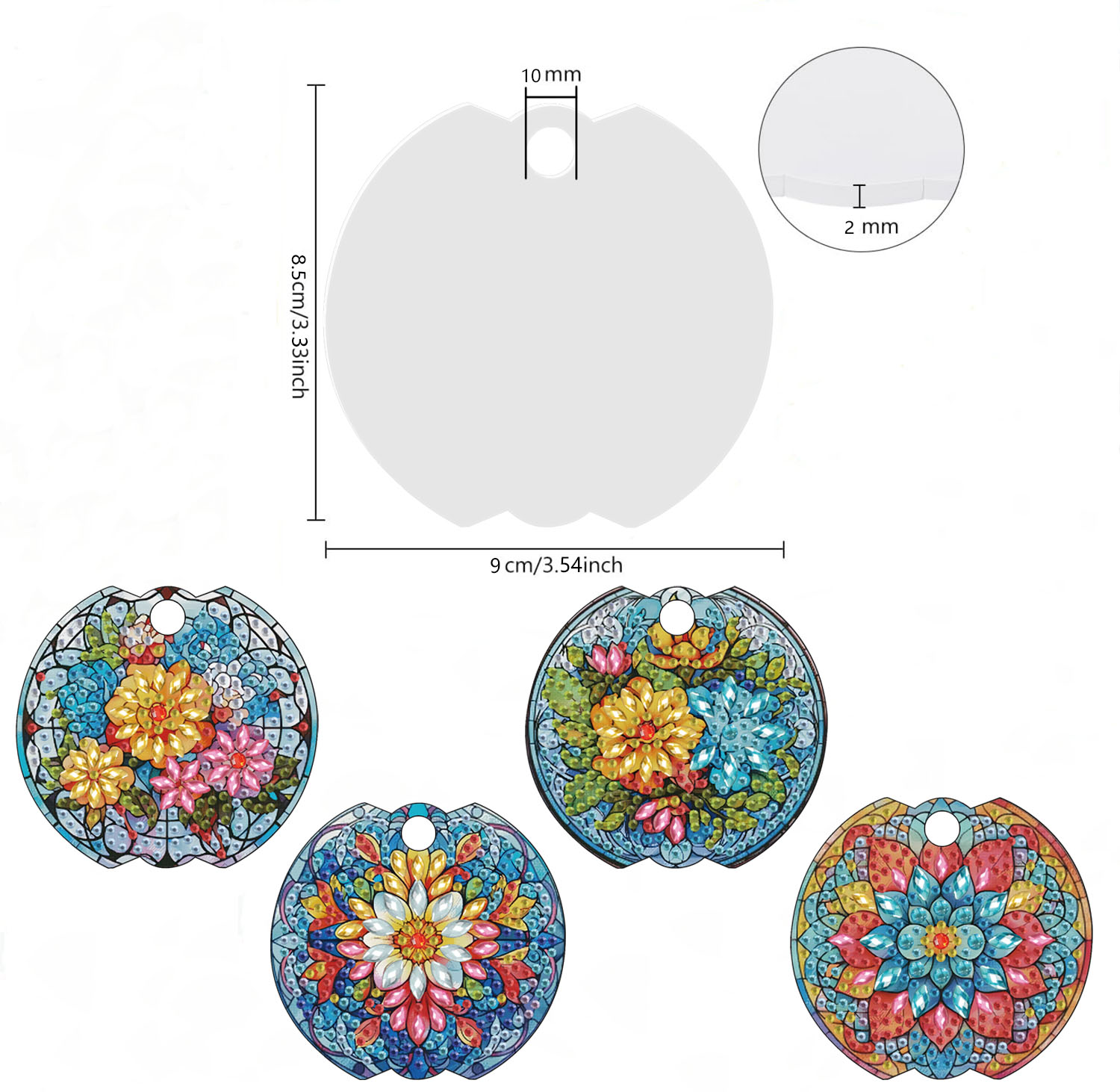 4ピース花柄DIYダイヤモンドアートキット、特別な形状のクリ - Embellishment Crafts のレビューと価格