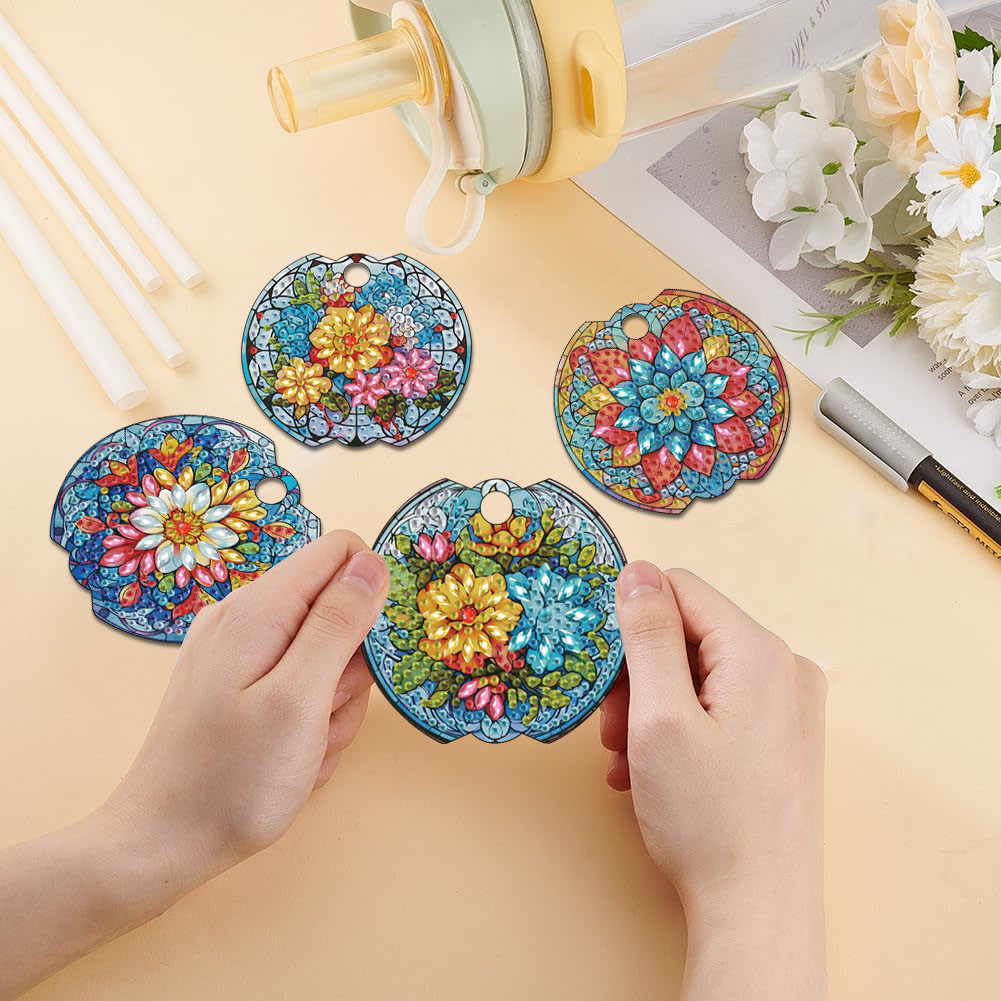 4ピース花柄DIYダイヤモンドアートキット、特別な形状のクリ - Embellishment Crafts のレビューと価格