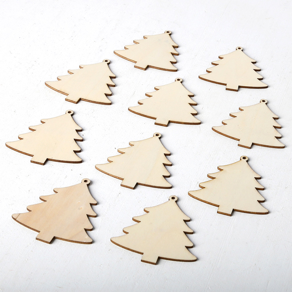 10個入り、未塗装の木製クリスマスオーナメントセット。素朴な - Christmas Craft Embellishment のレビューと価格