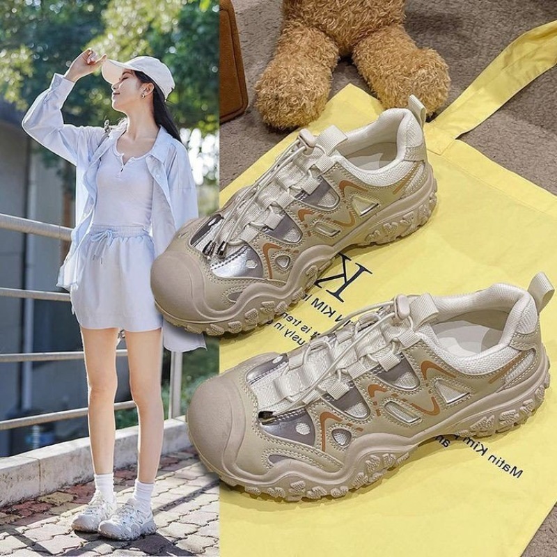 レディースアウトドアトレッキングスニーカー メッシュ通気性  - Guipure Lace Panel のレビューと価格