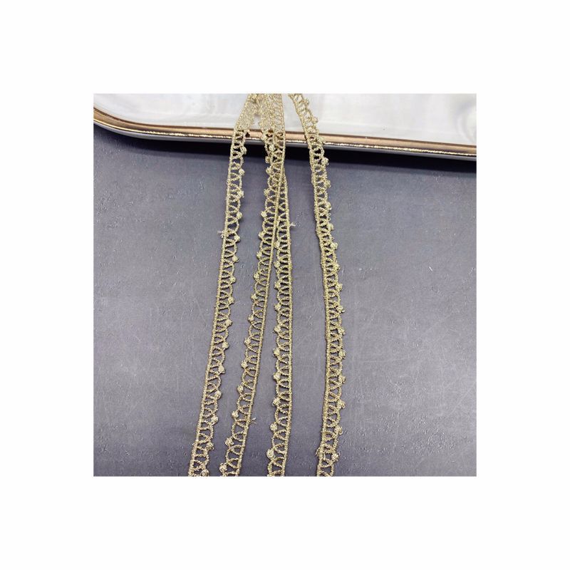 透かし彫りのレースの刺繍が施されたゴールドスレッド生地,日曜 - Guipure Lace Panel のレビューと価格