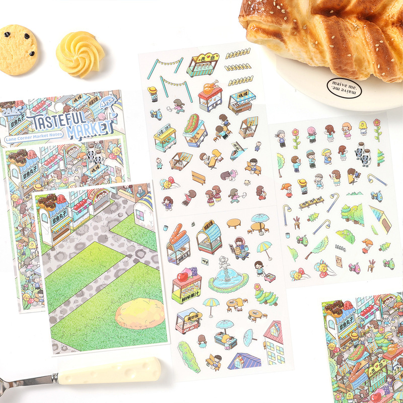 4枚入り、漫画をテーマにした3Dジオラマステッカー。スクラッ - Embellishments For Scrapbooking のレビューと価格