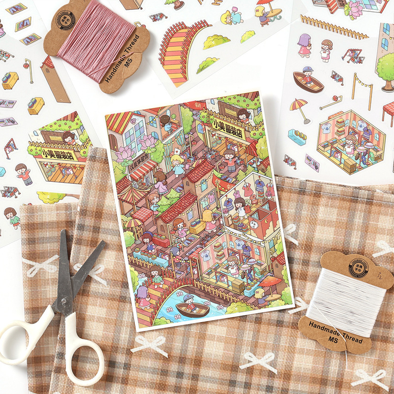 4枚入り、漫画をテーマにした3Dジオラマステッカー。スクラッ - Embellishments For Scrapbooking のレビューと価格