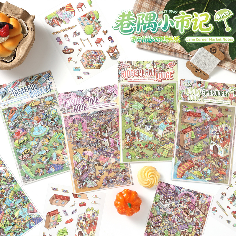 4枚入り、漫画をテーマにした3Dジオラマステッカー。スクラッ - Embellishments For Scrapbooking のレビューと価格