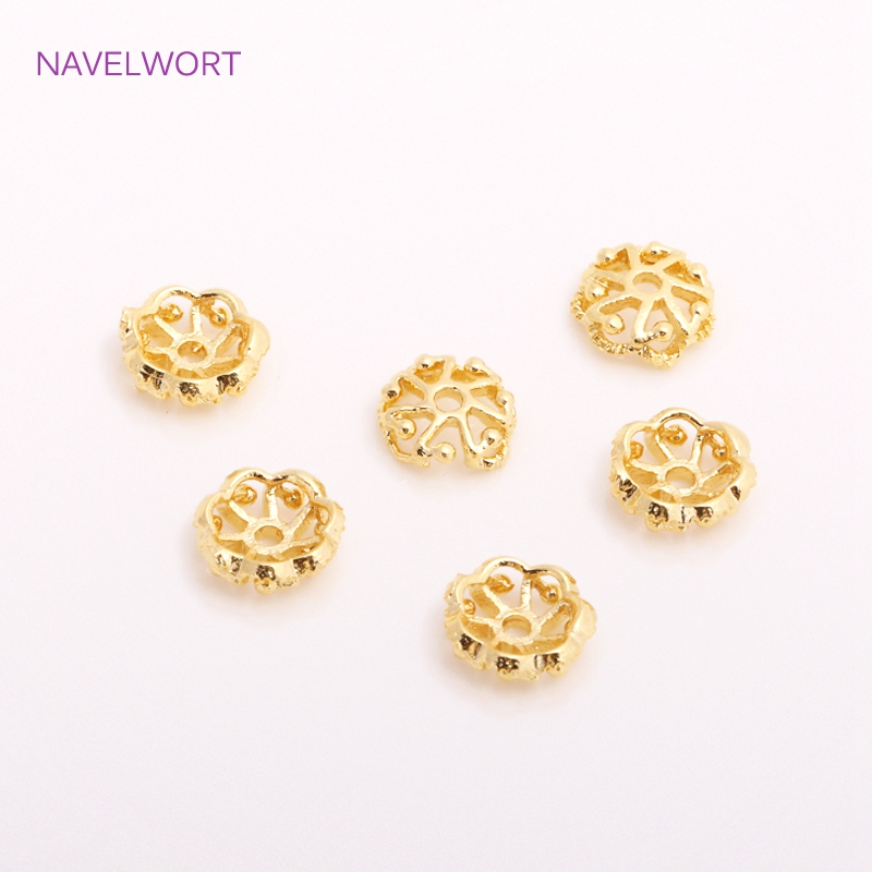 7mm 14K金メッキ真鍮ビーズキャップ スペーサービーズ、 - Embellishment Crafts のレビューと価格