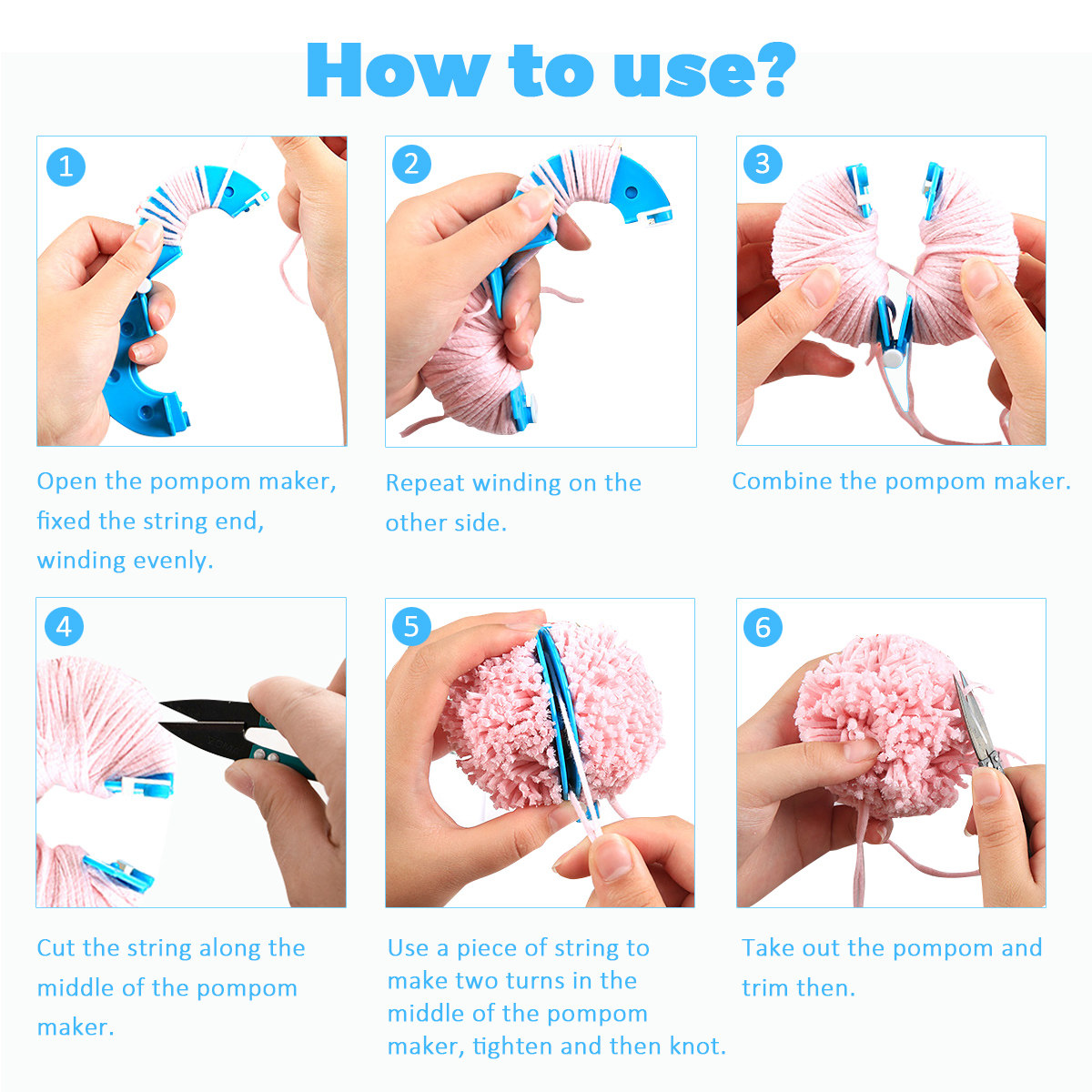 8個入り ポンポン作成キット 4サイズ展開 硬質ABS樹脂製 - Pom Pom Maker Tool のレビューと価格